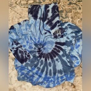 PINK Victoria's Secret Blue Tie-Dye Cowl-neck Sweatshirt